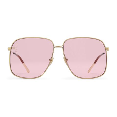 Rectangular-frame Metal Sunglasses
