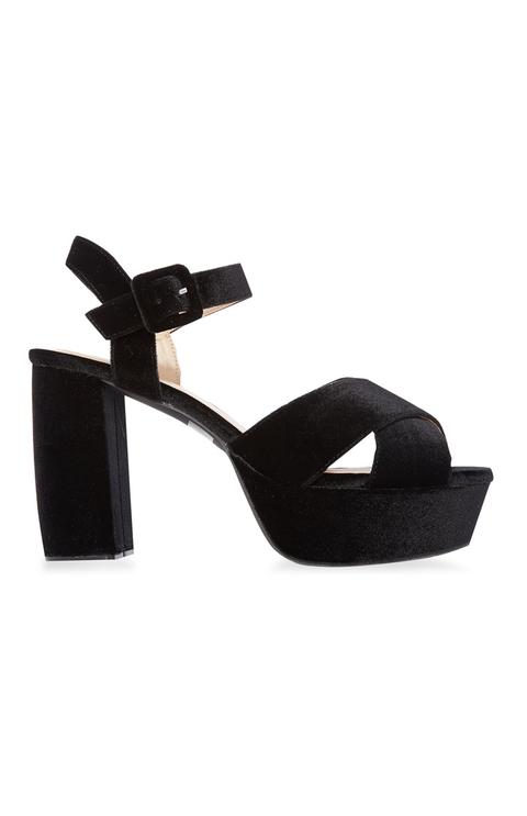 Black Velvet Platform Heel