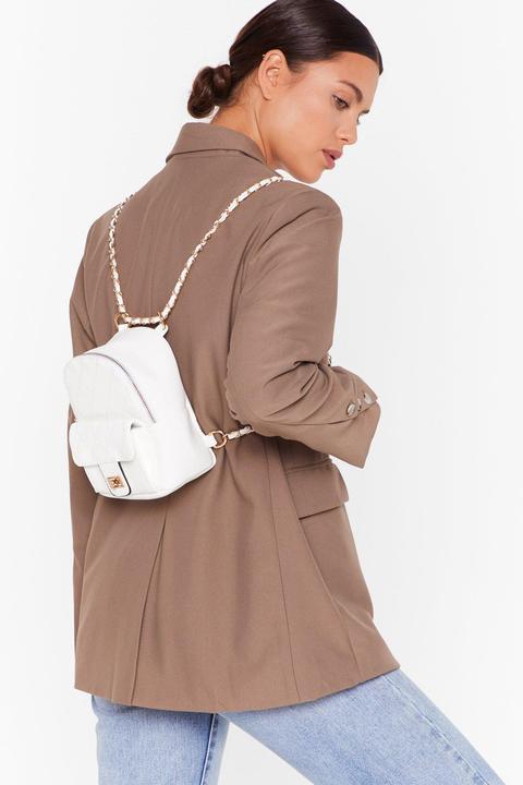 Womens Want No Quilt Faux Leather Backpack