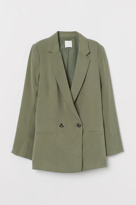 Zweireihiger Blazer - Green - Damen