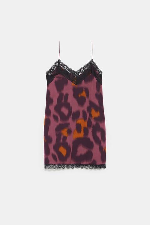 Vestito Lingerie Con Stampa Animalier