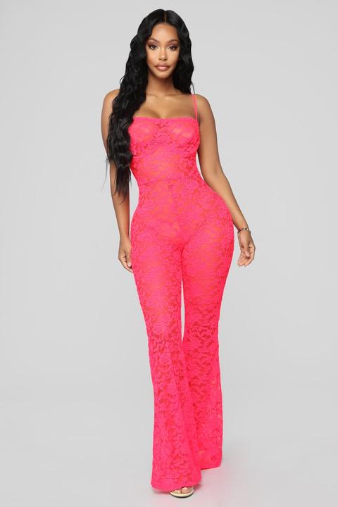 neon pink jumpsuit