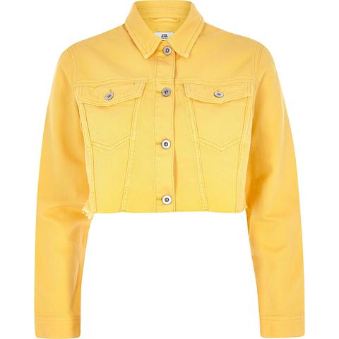 cropped yellow denim jacket