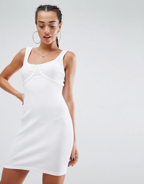 Asos Sleeveless Mini Rib Bodycon Dress With Seam Detail