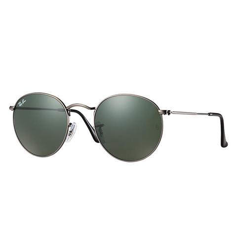 Ray-ban Round Metal Gunmetal, Green Lenses - Rb3447