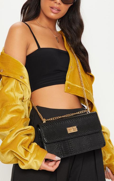 black gold chain cross body bag