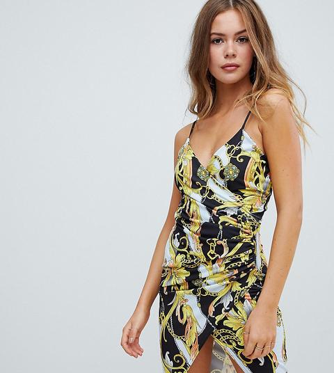 Vestido Estilo Camisola Cruzado Con Estampado De Cadenas De Missguided