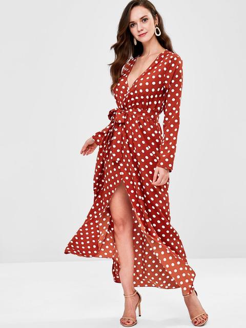 Maxi Abito A Pois Cherry Red