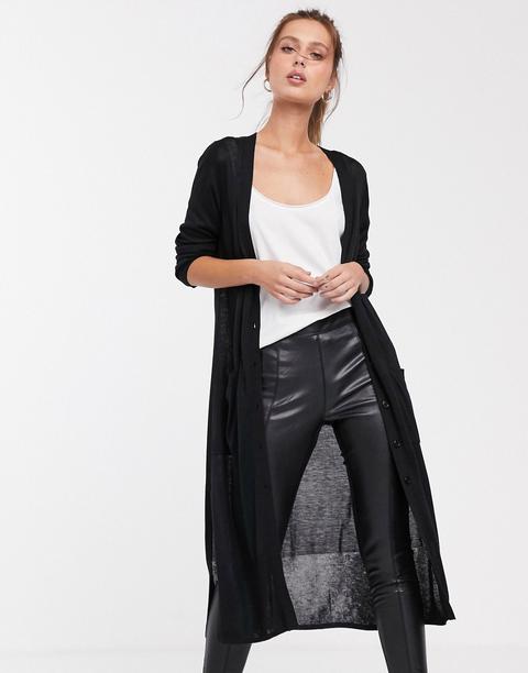 Stradivarius Long Cardigan In Black