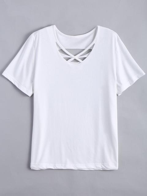 Cotton Ripped Criss Cross T-shirt