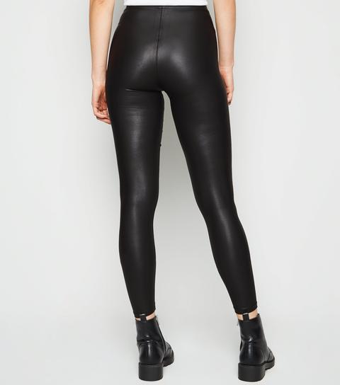 black leather look pants