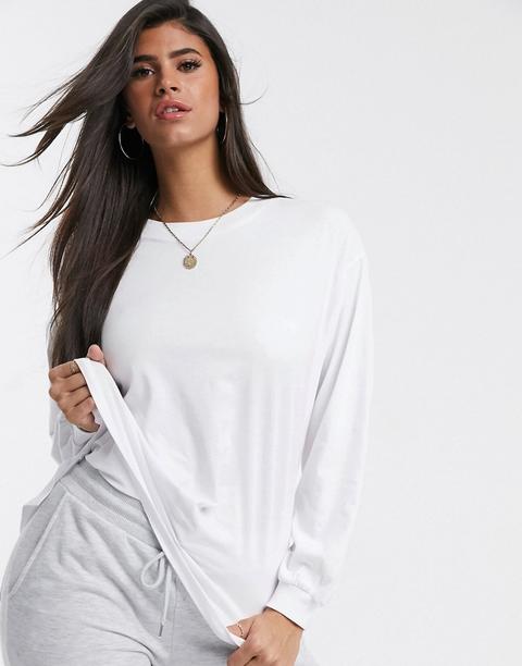 Asos Design - T-shirt Manches Longues Oversize Avec Détails Aux Manches - Blanc