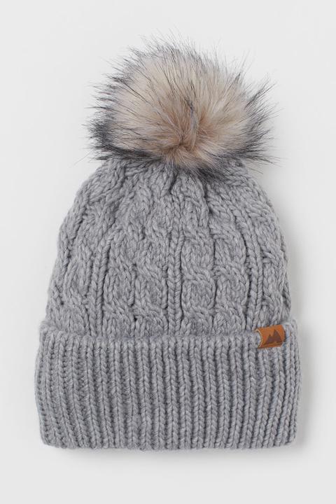 Gorro En Punto Trenzado - Gris