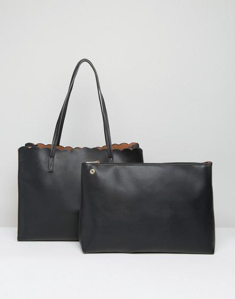 Asos - Shopper Smerlata Con Pochette Removibile - Nero