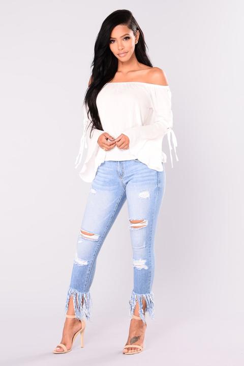 Porsha Frayed Jeans - Light Blue