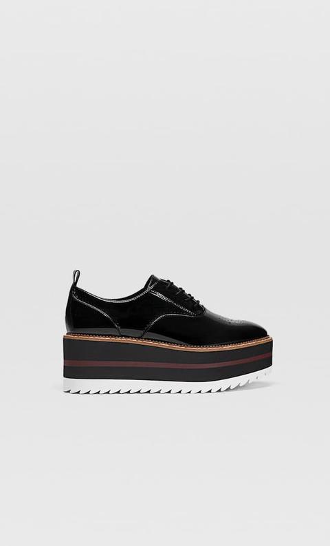 Stradivarius Scarpe Flatform Stringate Femminile Nero 35