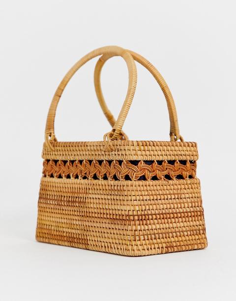 Asos Design - Borsa A Cestino Strutturata In Rattan - Marrone