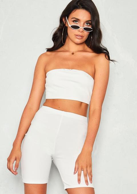 Emeline White Bandeau Cycle Short Co-ord Set