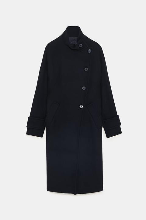 buttoned double breasted coat zara