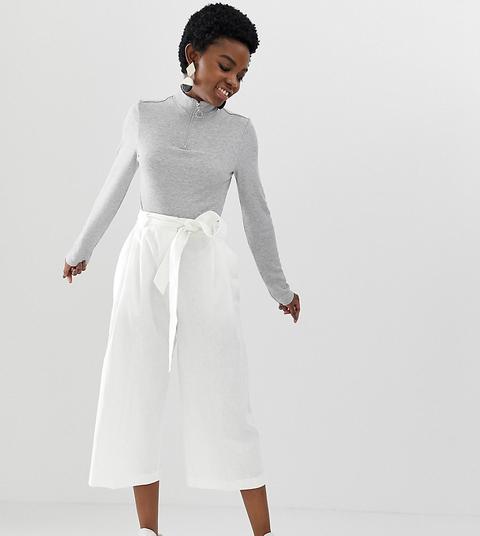 Falda Pantalón De Lino Con Lazo En La Cintura De Asos Design Petite