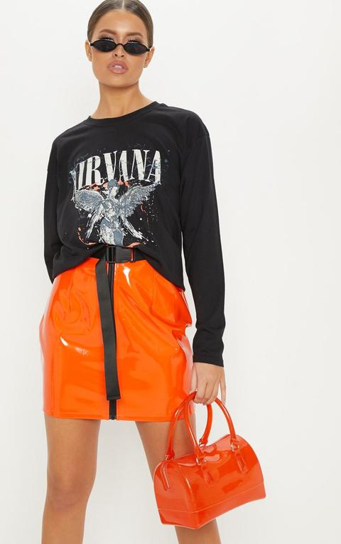 Black Nirvana Angel Print Oversized T Shirt