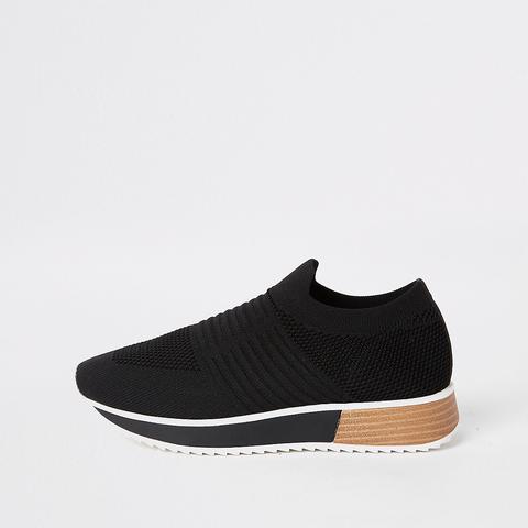 Black Knit Runner Trainers from River 