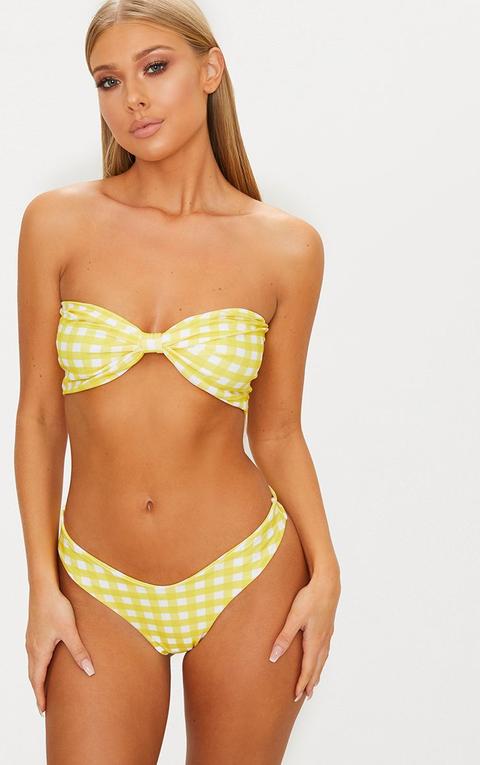 Yellow Gingham Bow Bikini Set