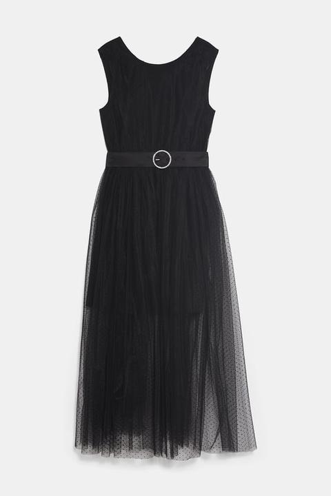 zara black dress long