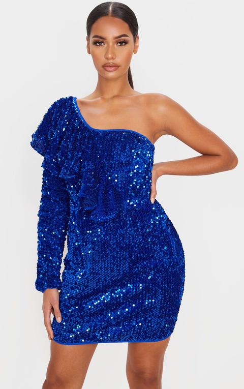 cobalt blue one shoulder dress
