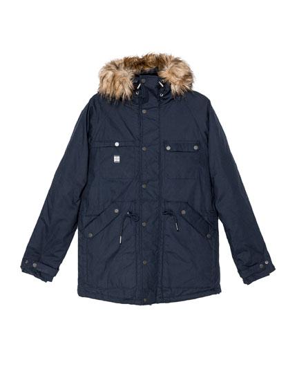 Parka Acolchada Capucha Pelo