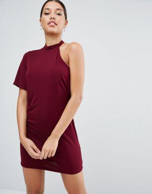 Asos - Vestito Monospalla A Trapezio - Rosso