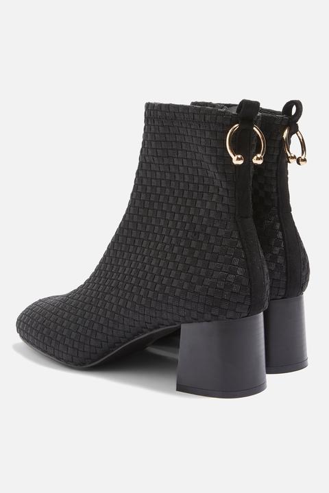 Womens Weave Ring Ankle Boots - Black, Black