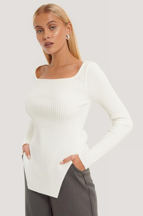 Na-kd Trend Rib Cut Out Top - White