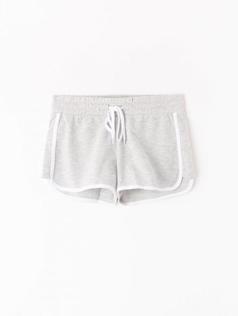 Shorts Con Profili Grigio Chiaro Melange