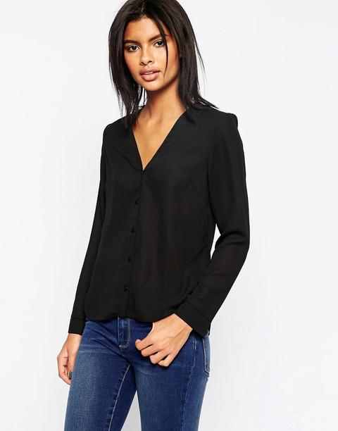 Blusa De Manga Larga Con Cuello En V De Asos Design