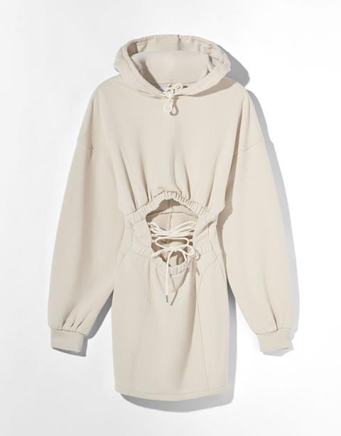Vestido Sudadera Capucha Lace Up