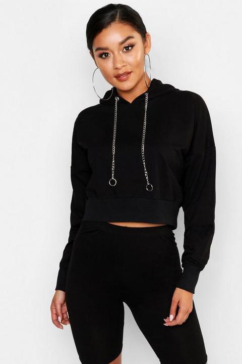 Chain Detail Cropped Hoody