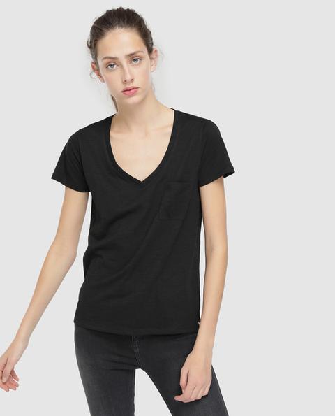 Easy Wear - Camiseta Básica De Mujer Con Escote Pico