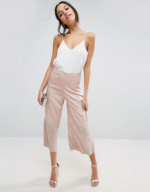 Asos - Gonna Pantalone Da Cerimonia Con Fondo A Pieghe - Rosa