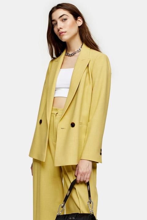 Lime Green Marl Double Breasted Blazer