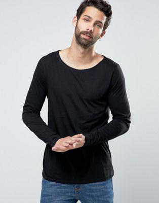 Asos - Maglia A Maniche Lunghe Con Scollo A Barca Nera