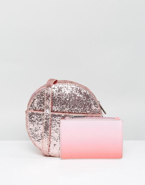 Skinnydip Pink Glitter Round Cross Body Bag