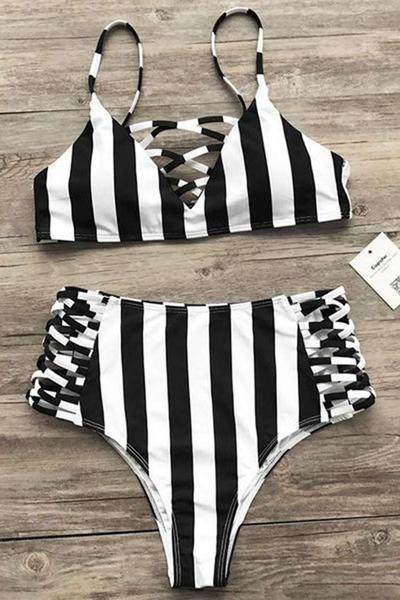 Cupshe Zebra Utopia Stripe Bikini Set