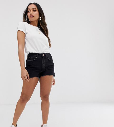 River Island Petite – Schwarze Jeansshorts