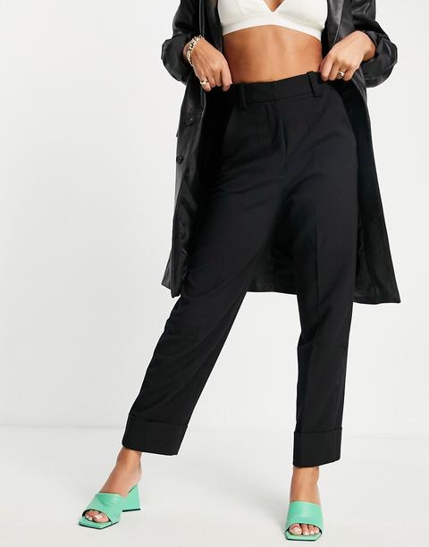 & Other Stories Recycled Polyester Smart Trousers With Turn Up In Black