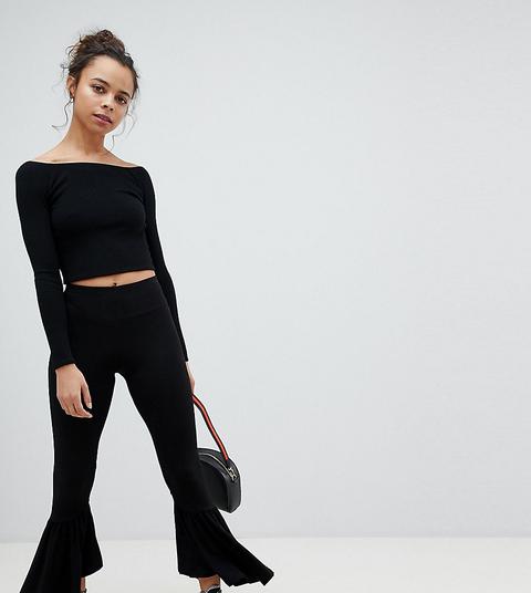 Asos Petite - Leggings Con Fondo Svasato A Zampa - Nero