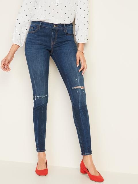 Mid-rise Distressed Rockstar Super Skinny Jeans For Women