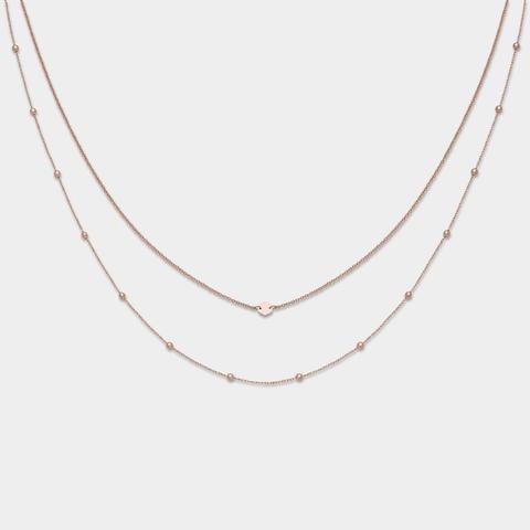 Essentielle Rose Gold Set Of Two Necklaces With Petite Hexagon