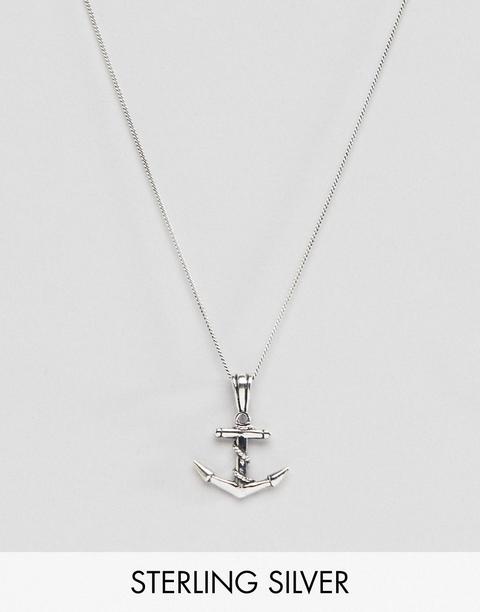 Asos - Collana In Argento Sterling Con Ancora - Argento