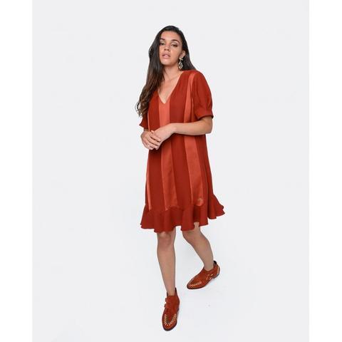 Vestido Corto Satén Teja